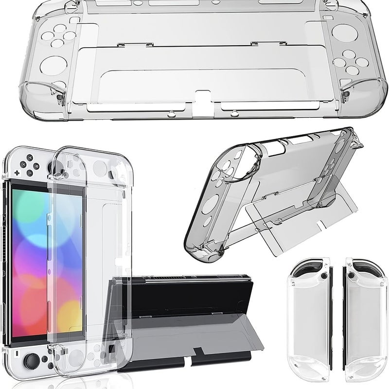 علبة شفافة من الكريستال مع حامل لجهاز نينتندو سويتش OLED غطاء حماية متين - Image 1
