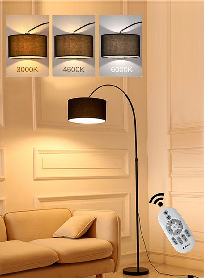 Arabest Floor Lamp With Led Bulb Metal 12W Warm Light Black 185x38cm - Image 1
