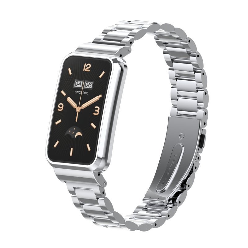 erorex For Xiaomi Mi Band 7 Pro Three-Bead Metal Watch Band(Silver) - Image 1