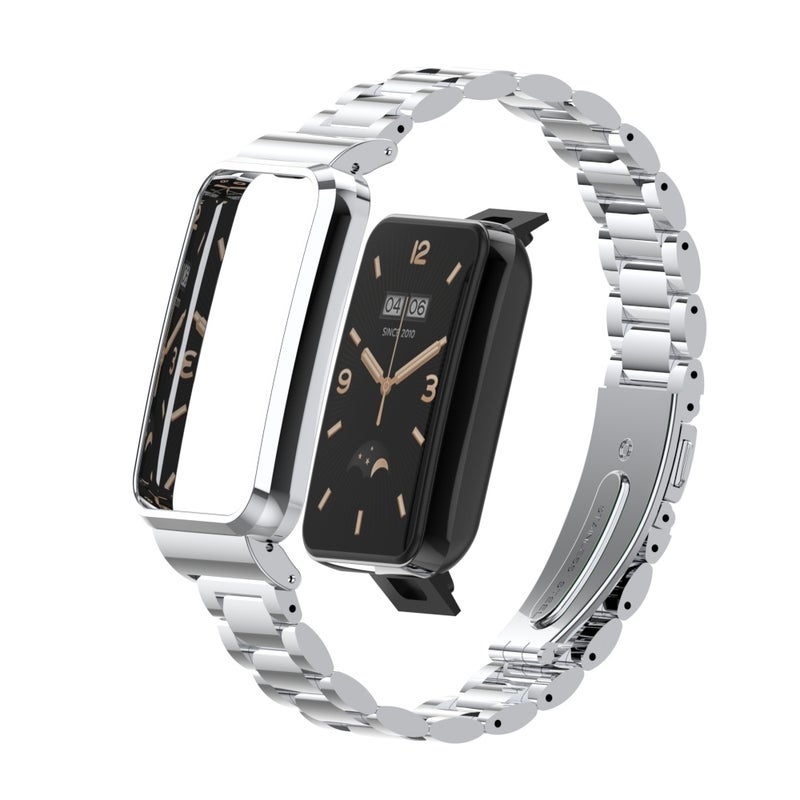 erorex For Xiaomi Mi Band 7 Pro Three-Bead Metal Watch Band(Silver) - Image 4