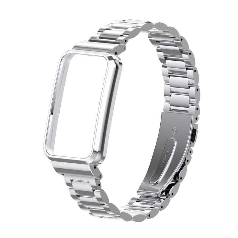erorex For Xiaomi Mi Band 7 Pro Three-Bead Metal Watch Band(Silver) - Image 2