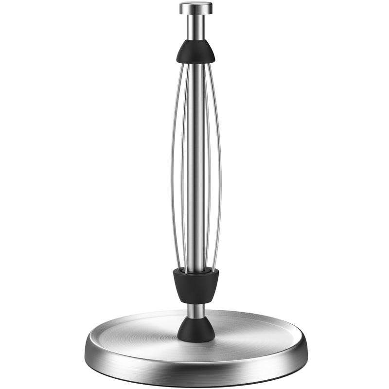 Swaitee Paper Towel Holder Countertop, One-Handed Tear, Stainless Steel, Weighted Base, Silver, Paper Towel Roll Holder Stand with Ratchet Mechanism for Kitchen Bathroom Farmhouse Essentials Decor Accessories - Image 1