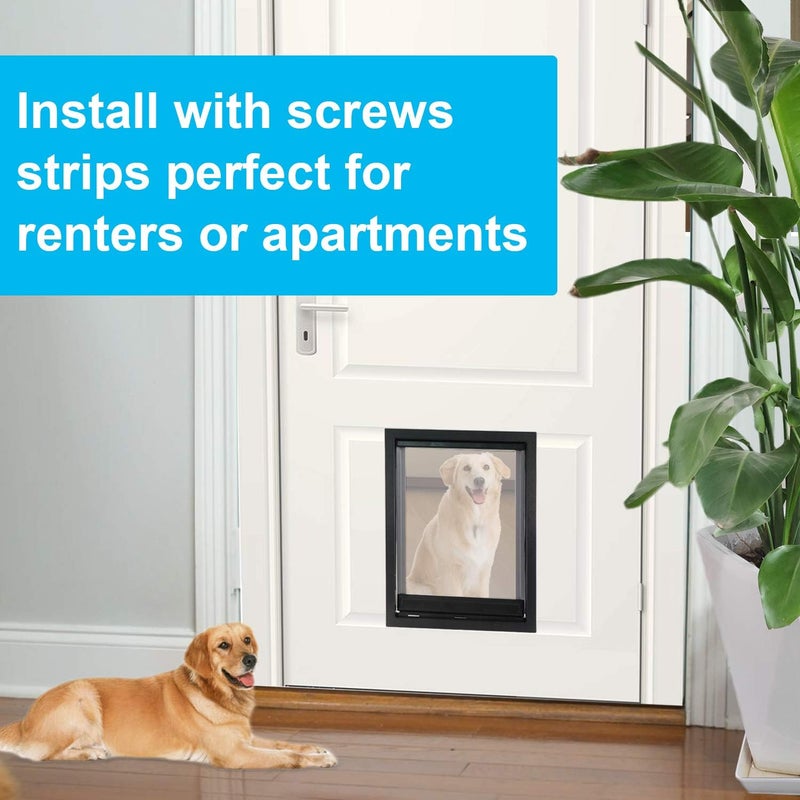 CEESC Large Dog Cat Flap with Soft Clear Magnetic Flap and Snap Closure Panel, Premium PVC Plastic Cat Flap for Large Dogs (XL, Black) - Image 2