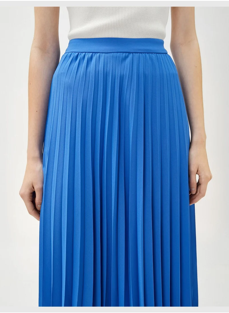 KOTON Elastic Waist Midi Chiffon Pleated Skirt