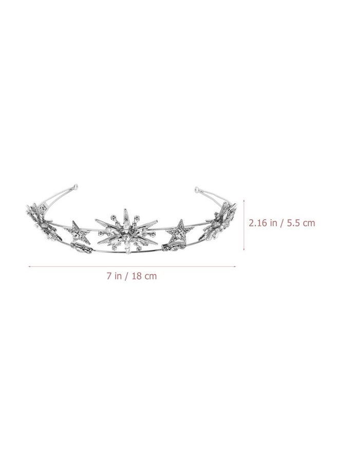minkissy - Rhinestone Star Crown Star Bridal Wedding Crown Star Rhinestone Tiara Crowns Wedding Crystal Bridal Headband Silver - Image 1