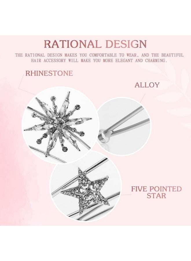 minkissy - Rhinestone Star Crown Star Bridal Wedding Crown Star Rhinestone Tiara Crowns Wedding Crystal Bridal Headband Silver - Image 1