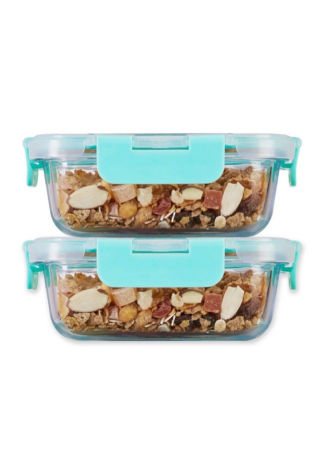 Allo Foodsafe Glass Containers With Lids, Lunch Boxes For Office With Break Free Lock,Microwave Safe,Borosilicate Meal Prep Glass Food Storage Containers For Kitchen, Set Of 2, 370Ml - Transparent - Image 1