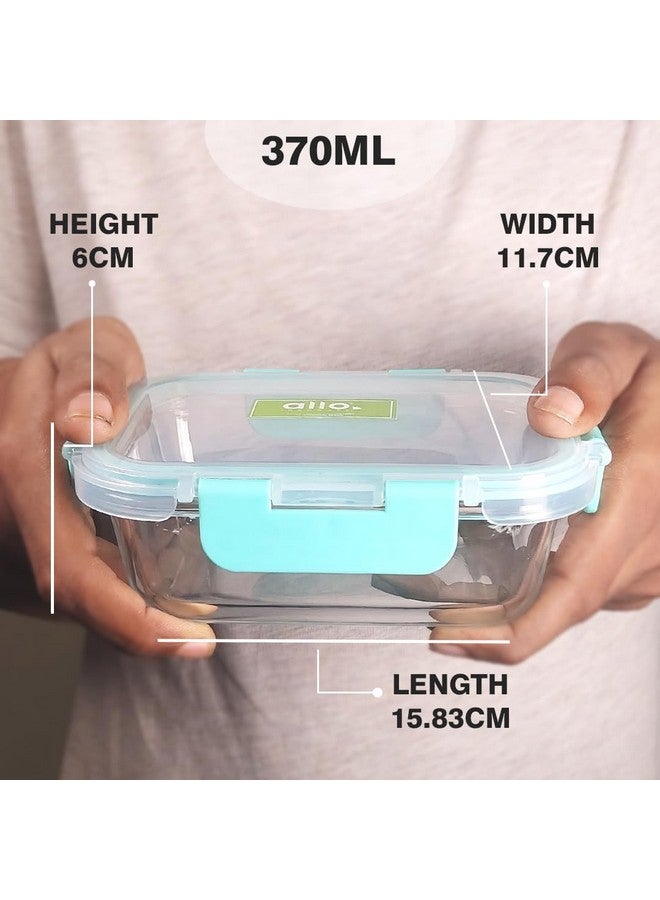 Allo Foodsafe Glass Containers With Lids, Lunch Boxes For Office With Break Free Lock,Microwave Safe,Borosilicate Meal Prep Glass Food Storage Containers For Kitchen, Set Of 2, 370Ml - Transparent - Image 5