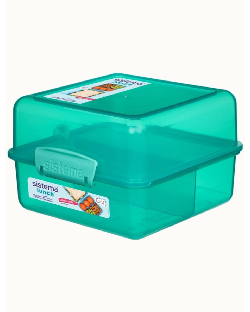 sistema صندوق الغداء 1.4 لتر، خالي من BPA، علبة غداء محكمة الإغلاق للأطفال، المدرسة، المكتب والسفر، تخزين الطعام القابل لإعادة الاستخدام للسندويشات والوجبات الخفيفة - أخضر - Image 1