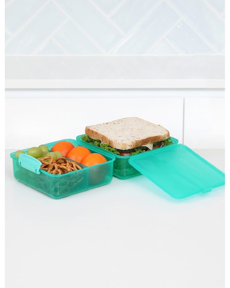 sistema صندوق الغداء 1.4 لتر، خالي من BPA، علبة غداء محكمة الإغلاق للأطفال، المدرسة، المكتب والسفر، تخزين الطعام القابل لإعادة الاستخدام للسندويشات والوجبات الخفيفة - أخضر - Image 3