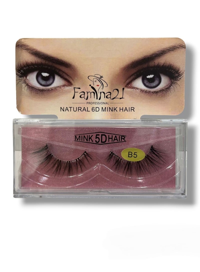 Famina21 Natural 6D/5D Mink Hair Eyelashes - Set of 30 Models (B5)