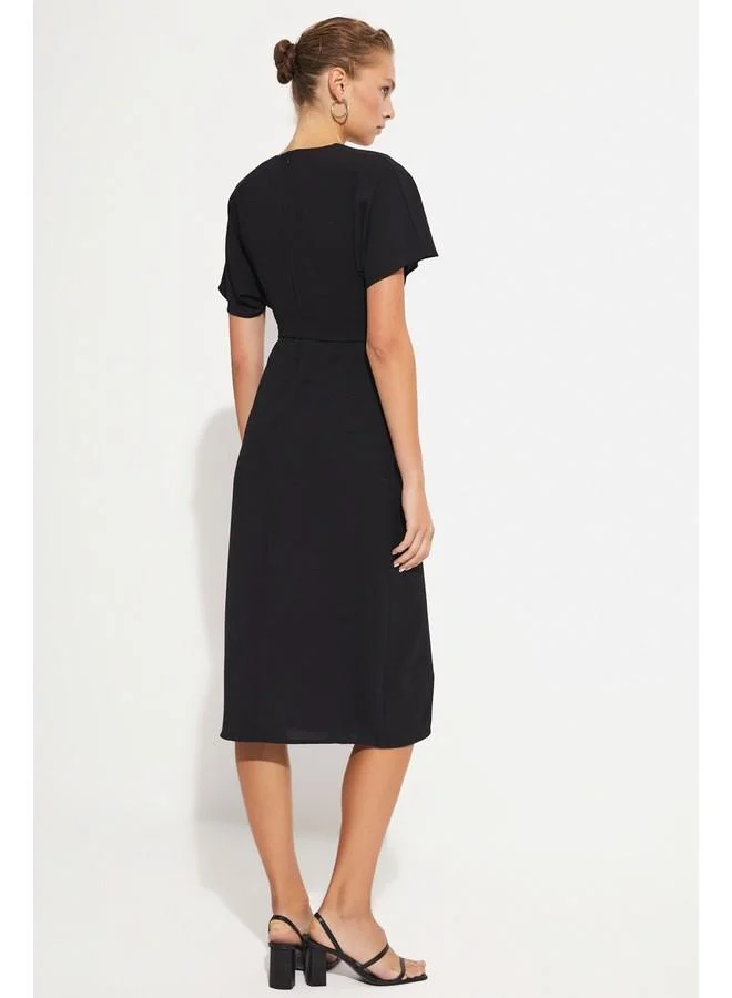 JUNE Belted V-Neck Dress