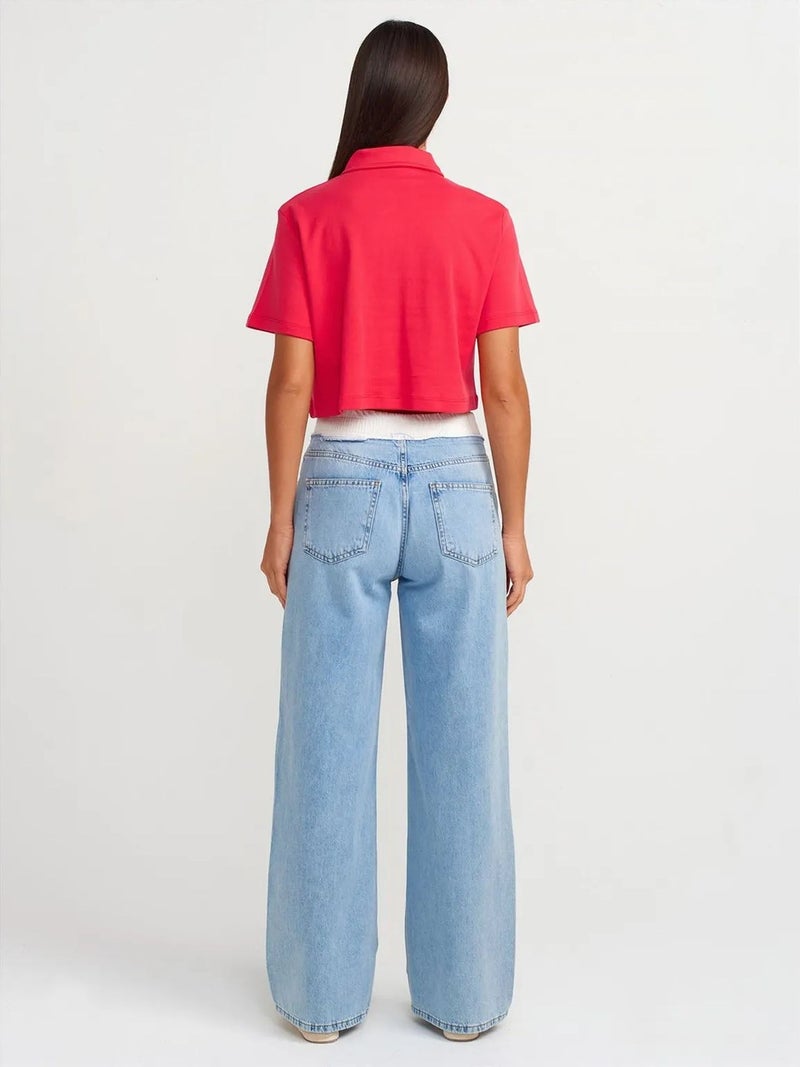 DILVIN High-Waist Wide-Leg Cotton Denim Jeans - Image 2