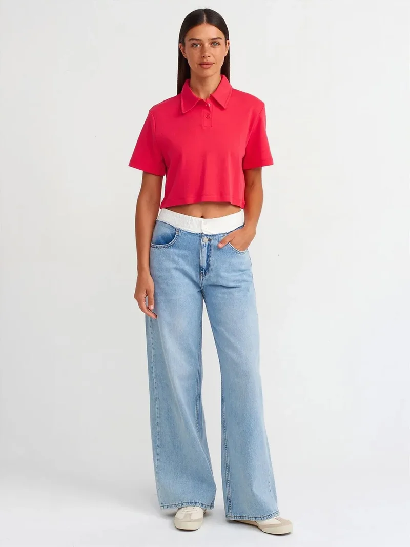 Dilvin Dilvin High-Waist Wide-Leg Cotton Denim Jeans