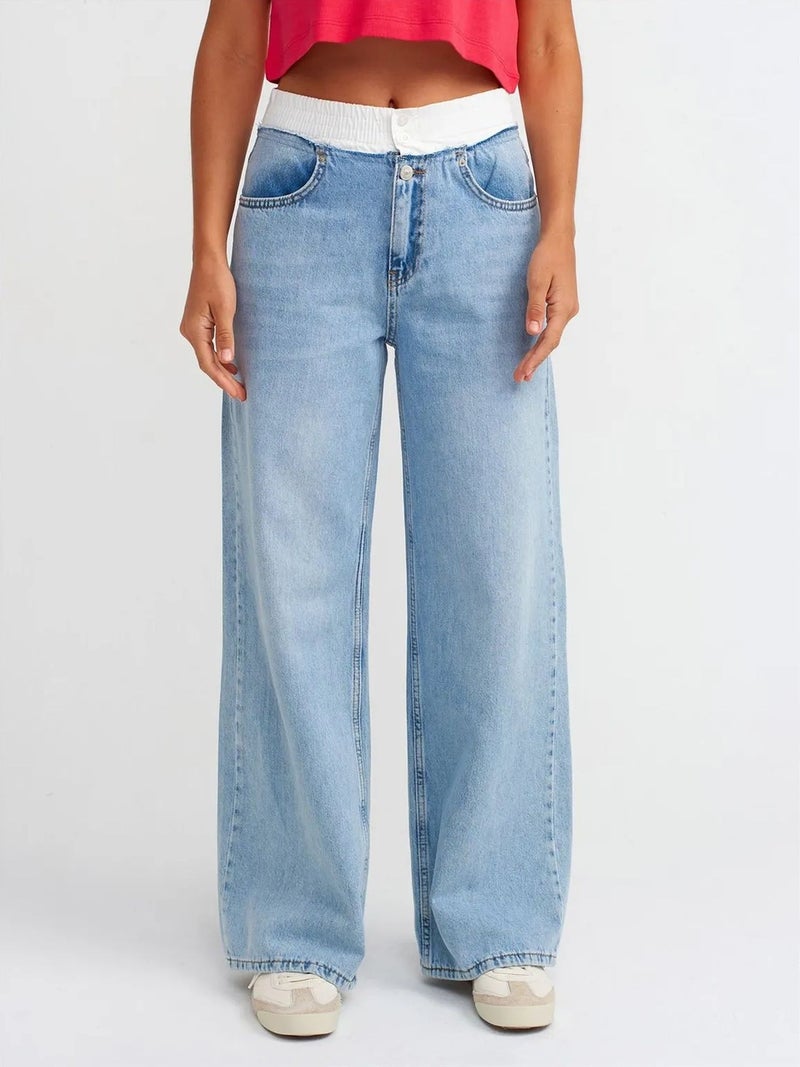 DILVIN High-Waist Wide-Leg Cotton Denim Jeans - Image 3