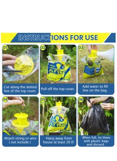 SYOSI 4 Pack Outdoor Hanging Fly Traps Disposable Fly Killer Trap Bag Catcher for Outside Farms Pastures Chicken Coops Stables Barns Horse Garbage Cans Garbage Ponds Yard Backyard Patio  - Image 5