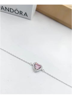 PANDORA "Discover the Elegance of Our Pandora Pink Heart Bracelet: A Beautifully Crafted Piece That Symbolizes Love and Joy, Perfect for Personalization with Charms, and a Thoughtful Gift for Any Special Occasion!"  - Image 2