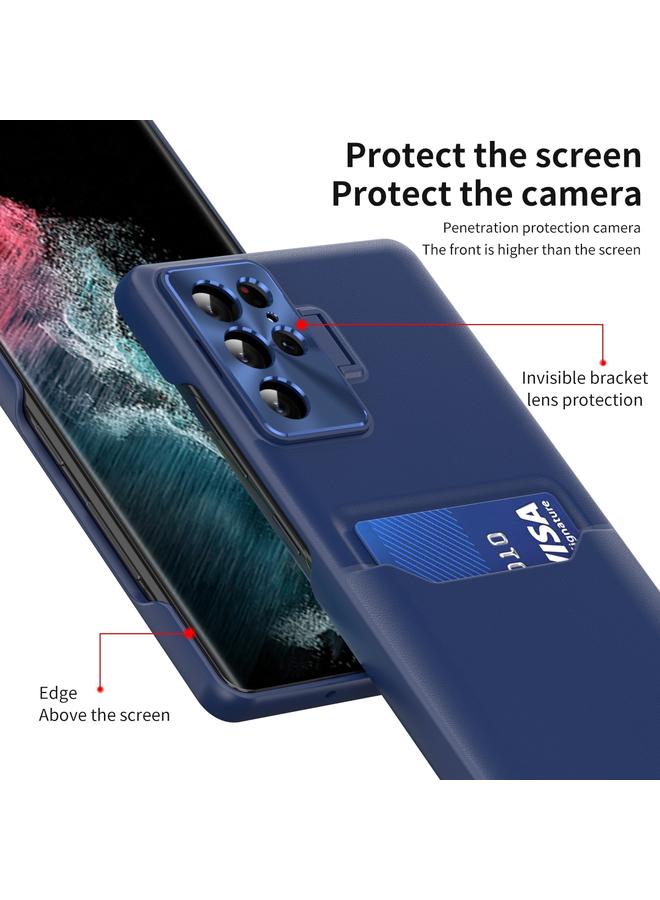 S-TOP Case For Samsung Galaxy S22 Ultra 5G Pure Color Invisible Lens Holder Phone Case - Image 5