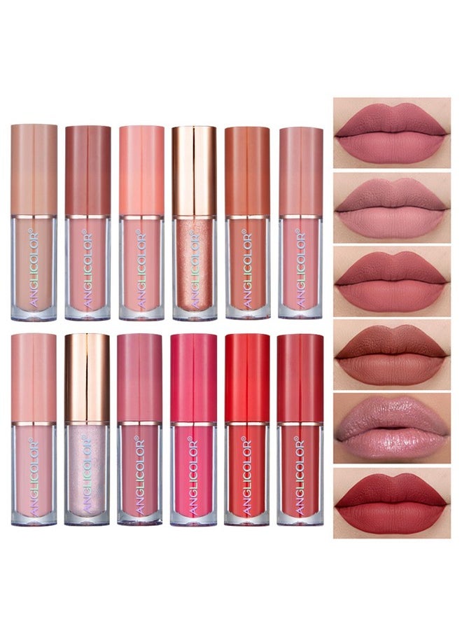 Anglicolor Matte Liquid Lipstick Set,Waterproof Long Lasting Non-Stick Lipstick For Women (12Pcs)  - Image 1