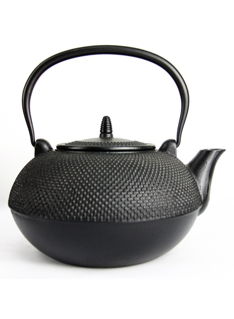 Tealand Durable Cast Iron Teapot With Stainless Steel Infuser for Loose Tea Coated with Enameled Interior (3L) Black - Image 1