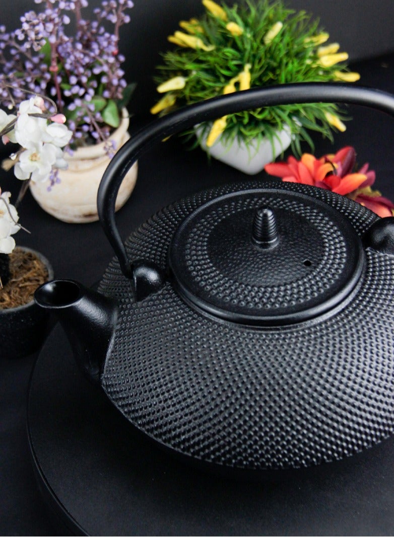 Tealand Durable Cast Iron Teapot With Stainless Steel Infuser for Loose Tea Coated with Enameled Interior (3L) Black - Image 3