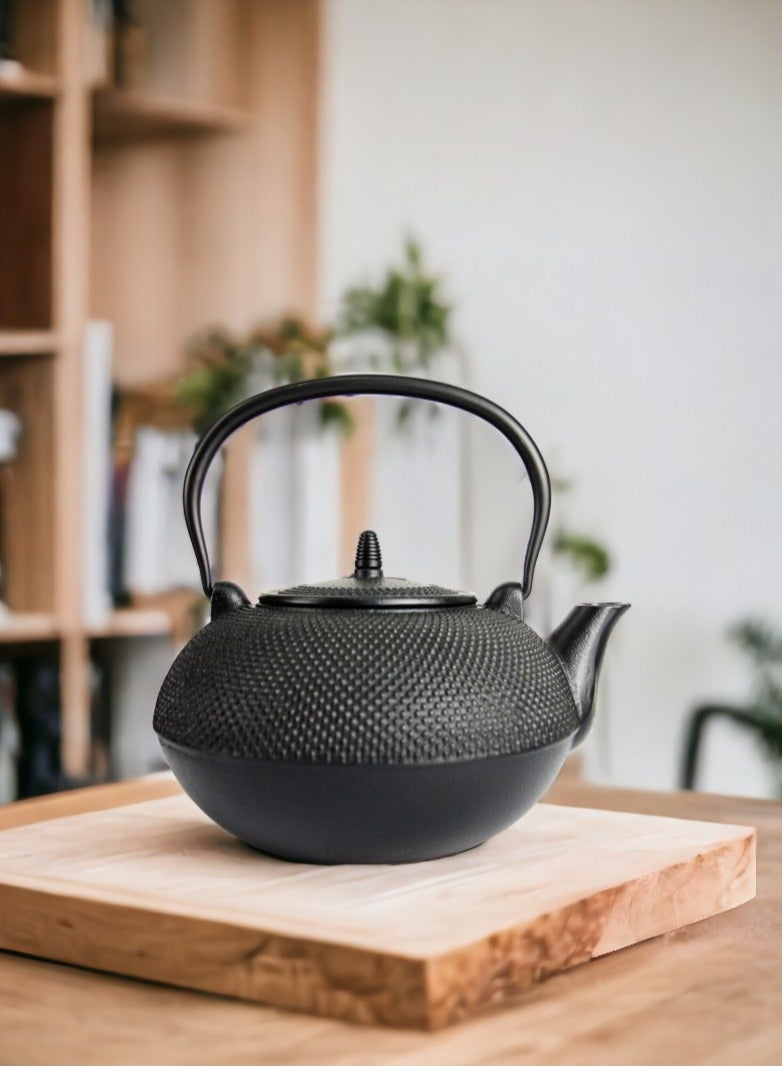 Tealand Durable Cast Iron Teapot With Stainless Steel Infuser for Loose Tea Coated with Enameled Interior (3L) Black - Image 5