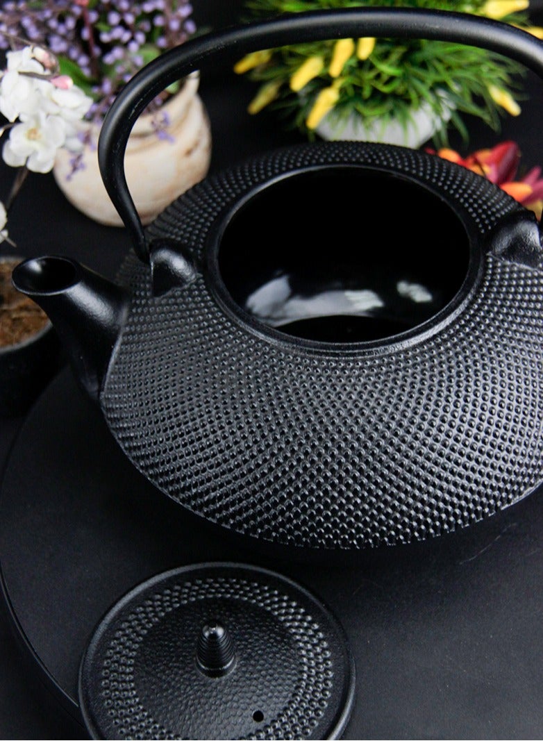 Tealand Durable Cast Iron Teapot With Stainless Steel Infuser for Loose Tea Coated with Enameled Interior (3L) Black - Image 4