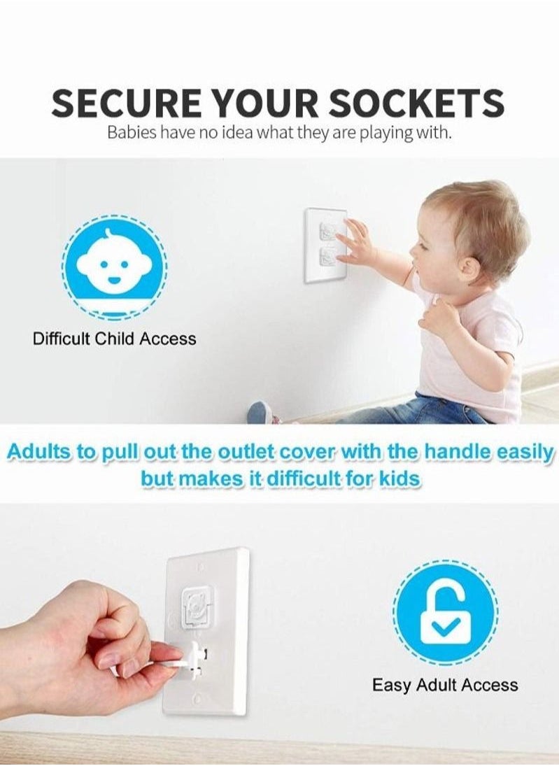 XiuWoo - 10-Piece Baby Safety Outlet Socket Protector,Baby Proofing Plug Covers With Hidden Pull Handle,White Outlet Covers Safety Covers - Image 1