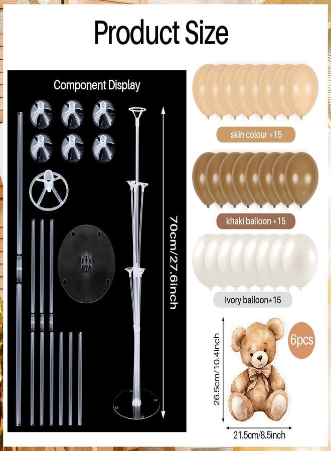 YLOLUL 6 Sets Bear Baby Shower Tables Centerpieces with Balloon Boy Baby Shower Decorations for Bear Theme Gender Reveal Birthday Party Table Decorations Supplies (Brown Bear) - Image 3