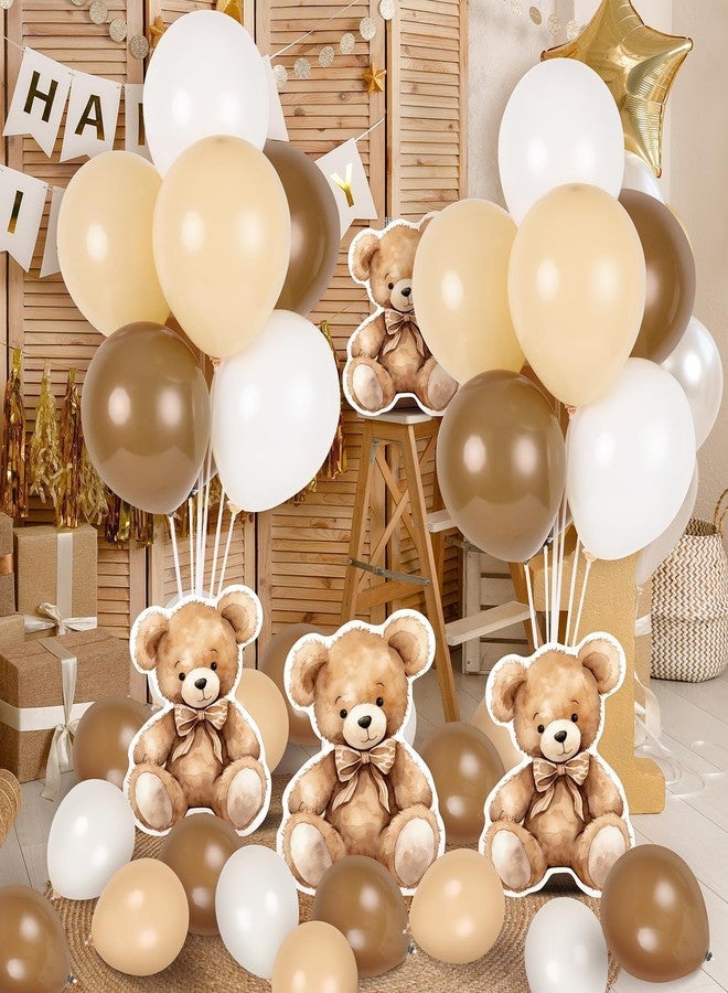 YLOLUL 6 Sets Bear Baby Shower Tables Centerpieces with Balloon Boy Baby Shower Decorations for Bear Theme Gender Reveal Birthday Party Table Decorations Supplies (Brown Bear) - Image 5