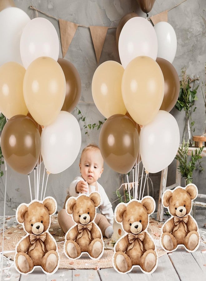 YLOLUL 6 Sets Bear Baby Shower Tables Centerpieces with Balloon Boy Baby Shower Decorations for Bear Theme Gender Reveal Birthday Party Table Decorations Supplies (Brown Bear) - Image 2