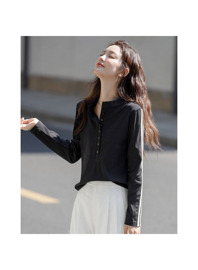 Dme Spring Smart Commute Double-strap Half-zip Long-sleeve Base Layer, Comfortable Stretch Cotton-spandex Women's T-shirt - Image 1