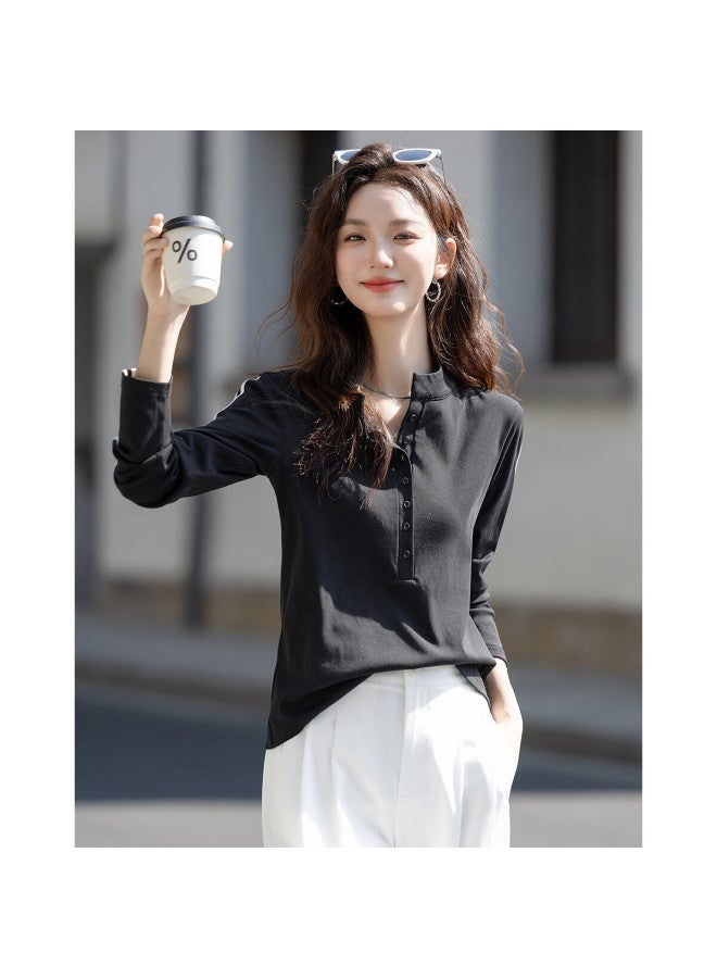 Dme Spring Smart Commute Double-strap Half-zip Long-sleeve Base Layer, Comfortable Stretch Cotton-spandex Women's T-shirt - Image 4