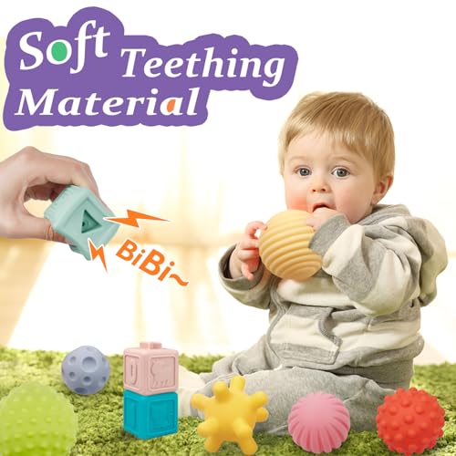 IFLOVE Montessori Toys for Babies,Soft Stacking Building Blocks Rings Balls Sets,3 in 1 Baby Toy Bundle,Sensory Toy for Kids, Soft Teething Toys for Babies,Baby Gifts for Boy Girl - Image 5