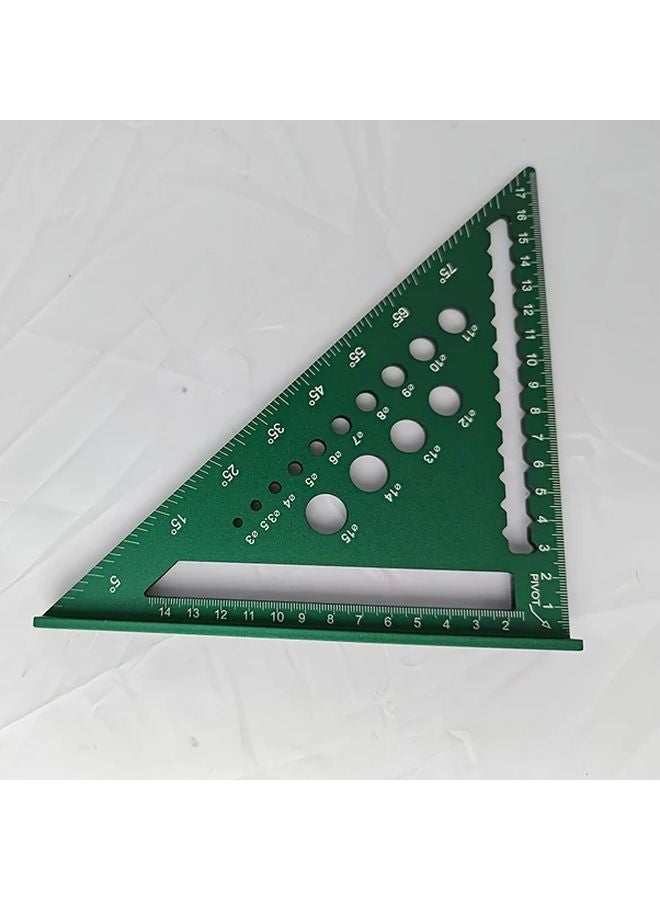 7 Inch Green Metric Triangle Ruler Multifunctional Woodworking Measuring Tool - Image 1