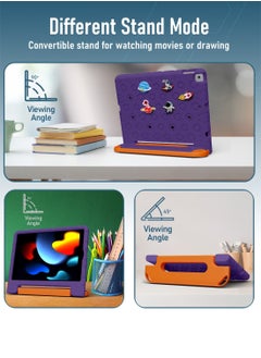Moxedo Moxedo Rugged Protective EVA Silicone Kids Case Cover, Shockproof DIY 3D Cartoon Pattern with Pencil Holder, Stand and Handle Grip Compatible for Apple iPad 2021 (9th Gen) 10.2 inch (Purple)  - Image 5