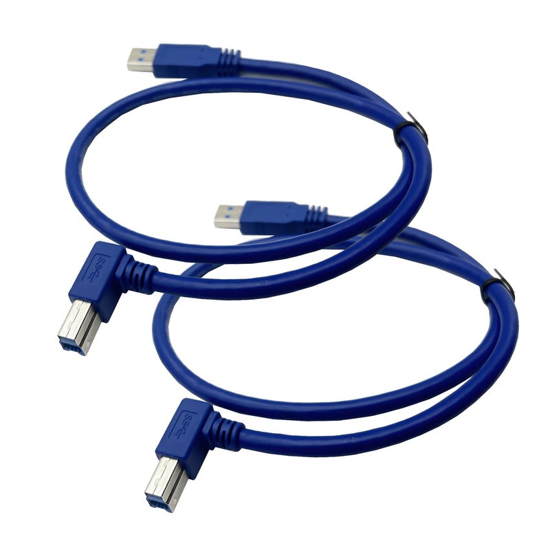 Seadream USB 30 Printer Cable 90 Degree Angle2Pack USB 30 Type A Male to Type B Male Plug 90 Degree High Speed Cable Cord for PrinterMonitorExternal Hard DriversScanner 2Pack 2FT - Image 2