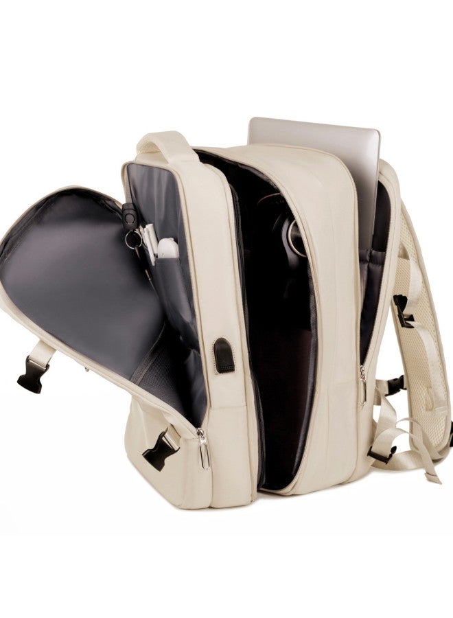 Style Simple Fresh Business Computer Bag Large Capacity Multifunctional Light Color Backpack Fashion Travel Bag-Color:Lotus Color - Image 4