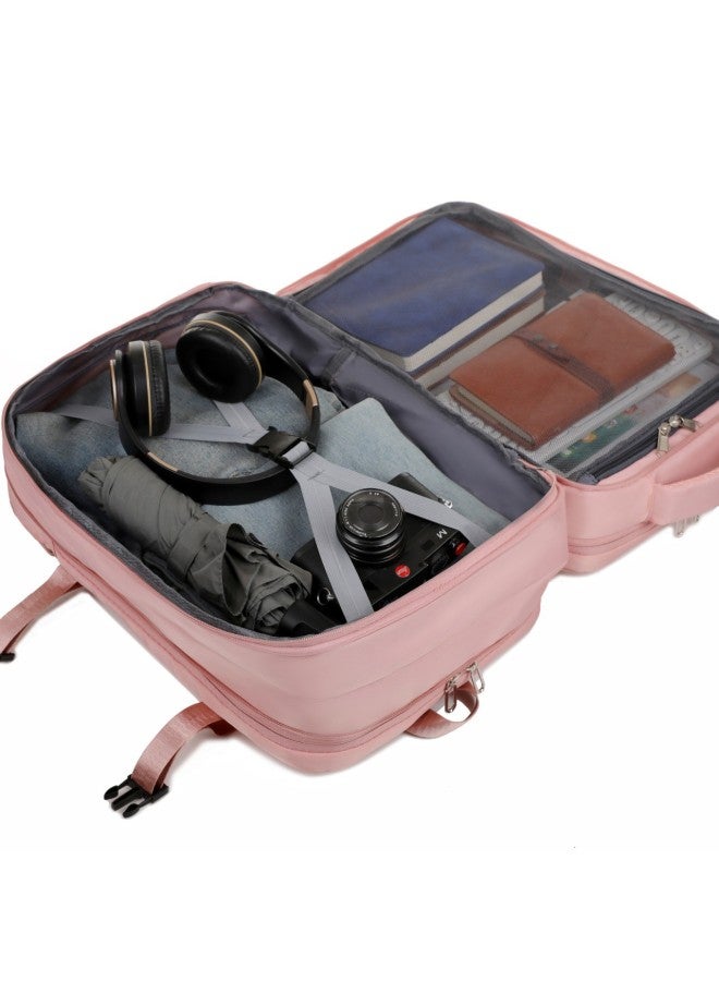 Style Simple Fresh Business Computer Bag Large Capacity Multifunctional Light Color Backpack Fashion Travel Bag-Color:Lotus Color - Image 5