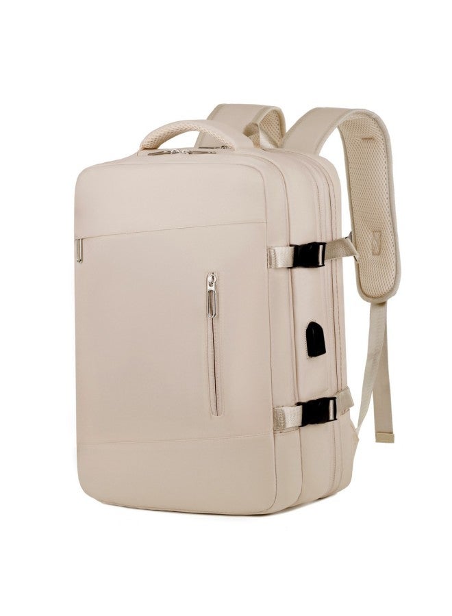 Style Simple Fresh Business Computer Bag Large Capacity Multifunctional Light Color Backpack Fashion Travel Bag-Color:Lotus Color - Image 3