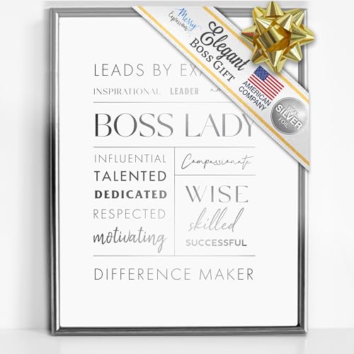 Merry Expressions - Boss Lady Gift - Wall Art - Appreciation or Retirement Gift, Office Decor - Silver - Image 1