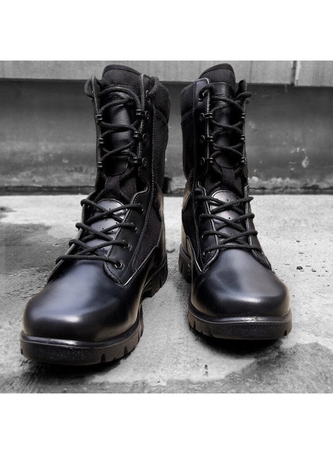 Strongman Qiangren Men's Boots, Puncture-resistant Combat Boots, Jihua 3515 Top-grain Leather High-top Outdoor Training Boots, Black, Size 42 - Image 2