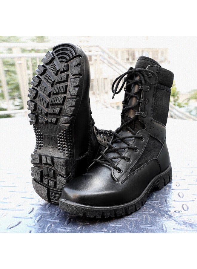 Strongman Qiangren Men's Boots, Puncture-resistant Combat Boots, Jihua 3515 Top-grain Leather High-top Outdoor Training Boots, Black, Size 42 - Image 4