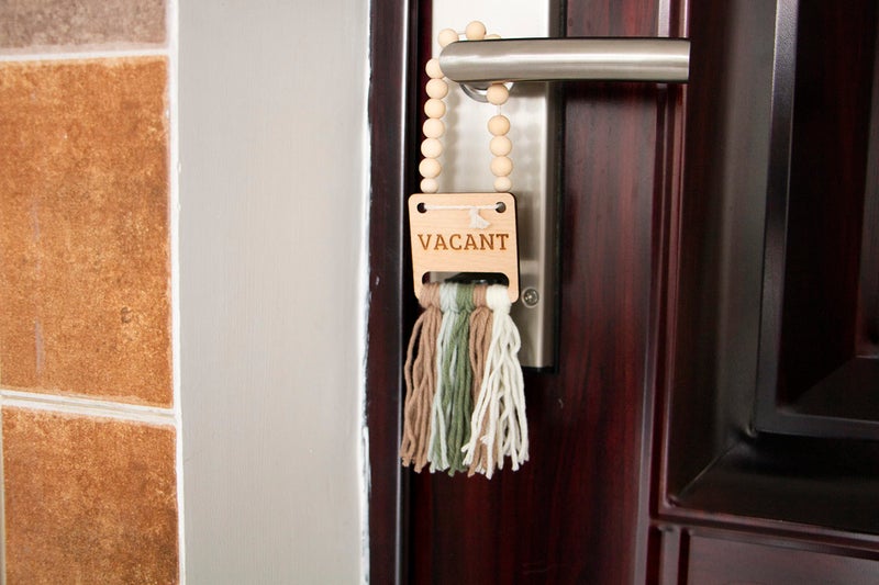 Decocove In Use Vacant sign - Door Hanger Sign for Home, Office, Restroom, Conference Room and Bathroom - Farmhouse Rustic Boho Decor - Bathroom Signs Decor - Image 2