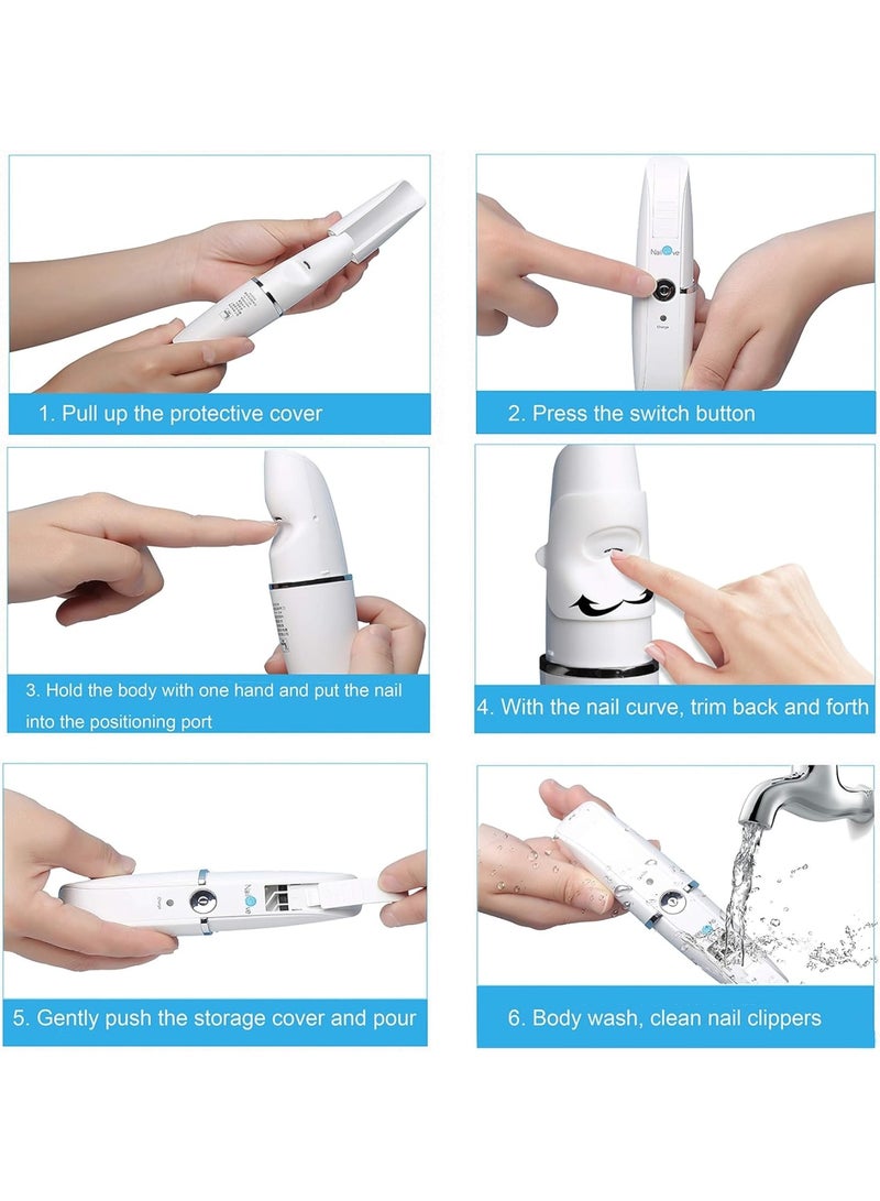 SOLARAE Electric Nail Drill, Portable Electrical Nail File, Electric Nail Clippers, USB Recharge Nail Drill Machine for Acrylic Nails, Polishing Tool Manicure for Home and Salon Use, White - Image 4