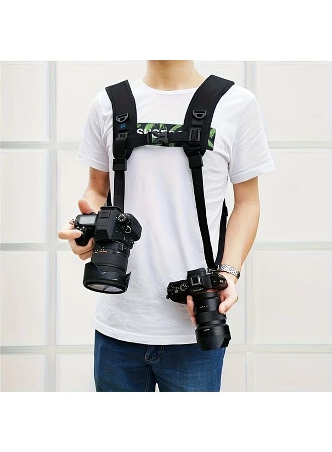 Black Quick Release Double Shoulder Harness Soft Pad Decompression Foam Strap Belt For DSLR Digital Cameras - Image 1