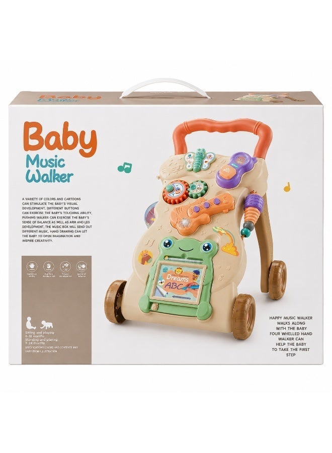 Baby Multifunction Push Walker & Interactive Activity Center with Music and Drawing Board - Image 2