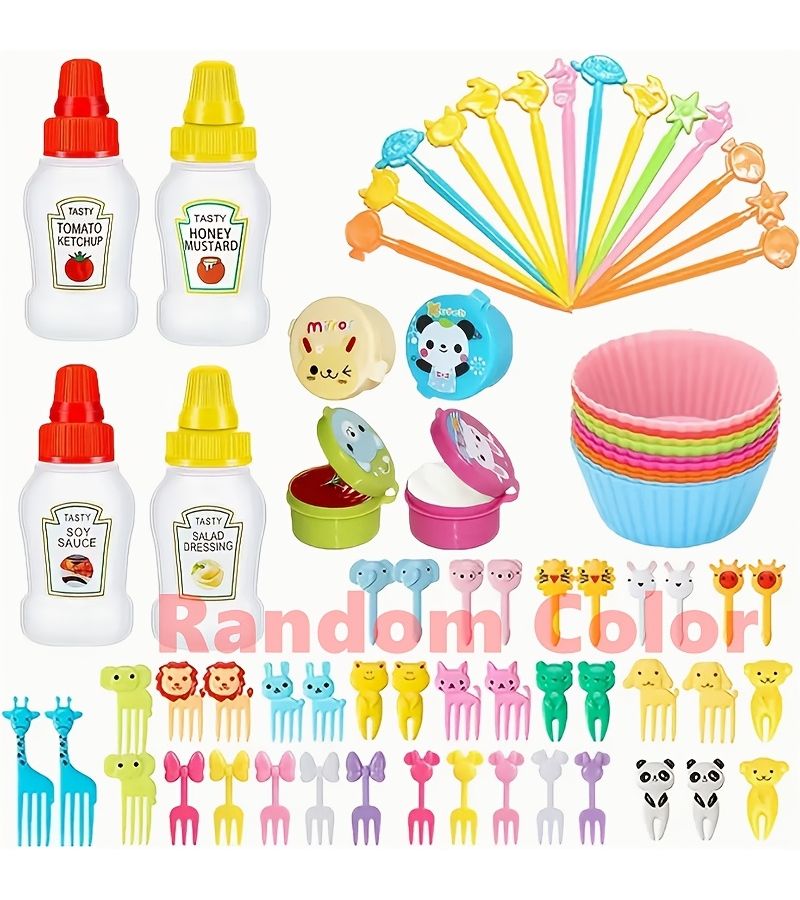 70 Pcs Cartoon Animal Food Picks for Snacks Cakes Desserts Fruits Lunch Box - Image 1