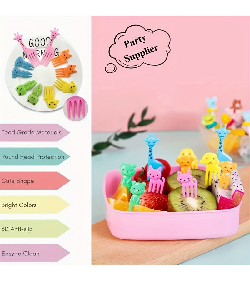 70 Pcs Cartoon Animal Food Picks for Snacks Cakes Desserts Fruits Lunch Box - Image 3