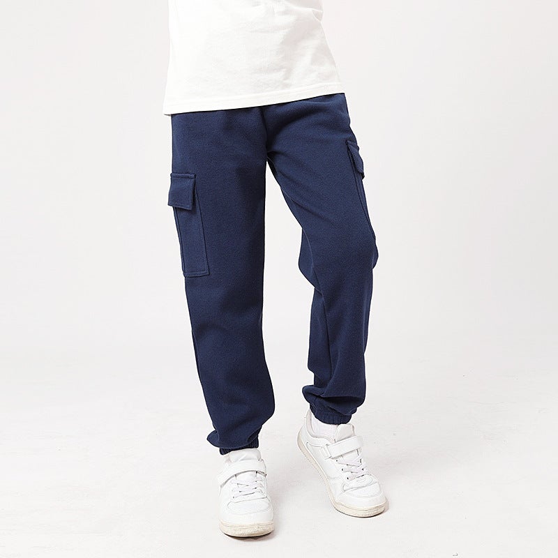 Autumn Children'S Pants Korean Style New Boys' Casual Pants Medium And Large Children Solid Color Sports Overalls Girls' Pants - Image 1